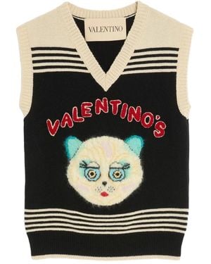 Valentino Garavani Cat-Motif Stripe-Detail Vest - Black