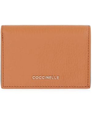 Coccinelle Small Metallic Logo-Plaque Wallet - Orange