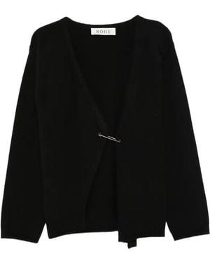 Rohe Cardigan Con Scollo A V E Chiusura A Spilla - Nero