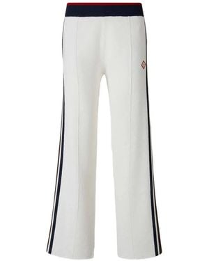 CASABLANCA Café Cultural Stripe Logo-Patch Track Pants - White