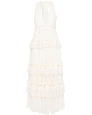 Philosophy Di Lorenzo Serafini V-Neck Lace Midi Dress - White