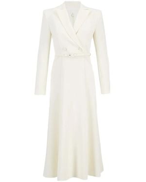 Roland Mouret ベルテッド ダブルブレスト ドレス - ホワイト