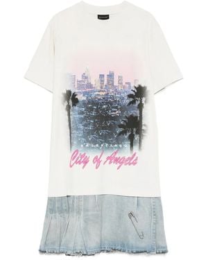 Balenciaga グラフィック レイヤード ミニドレス - グレー