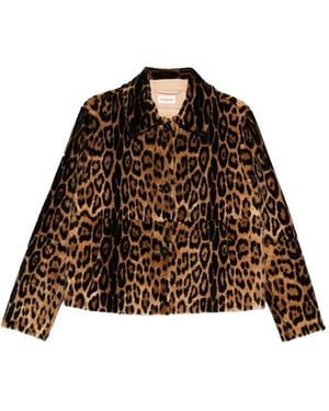 P.A.R.O.S.H. Leren Jack Met Luipaardprint - Bruin