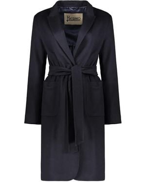 Herno Mantel Aus Kaschmir Mit Gürtel - Blau