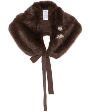 Liu Jo Embellished Faux-Fur Scarf - Brown