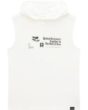 Courreges Logo-Appliqué Sleeveless Hoodie - Natural