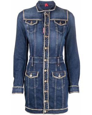 DSquared² Fitted Denim Shirt Dress - Blue