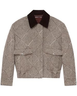 Stella McCartney コーデュロイカラー ツイードジャケット - ブラウン