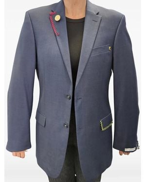 The Divine Rebel Collective X Tommy Hilfiger Slogan-Print Whipstitch-Detail Blazer - Blue