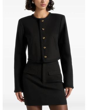 Manière De Voir Madeline Cropped Tailored Jacket With Braided Trim - Black