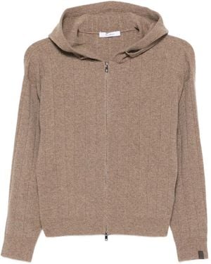 Max Mara Cárdigan Con Capucha Y Cremallera - Marrón