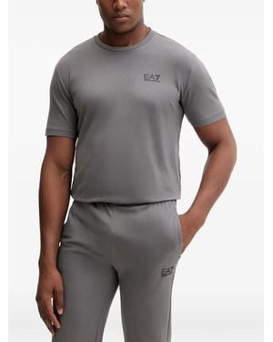 EA7 Logo-Print Short-Sleeve T-Shirt - Grey