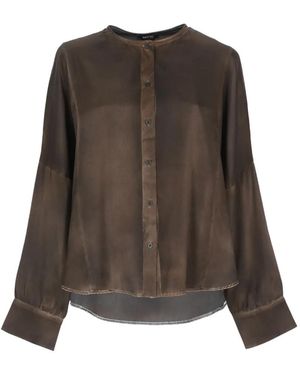 Avant Toi Mandarin-Collar Shirt - Brown