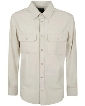 ZEGNA Buttoned-Up Pocket-Detail Leather Shirt - White