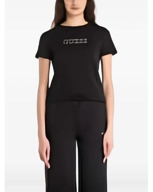 Guess Camiseta Con Logo De Strass - Negro