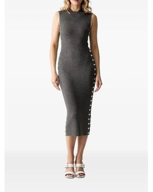 KARL LAGERFELD Stud-Detail Ribbed Midi Dress - Black