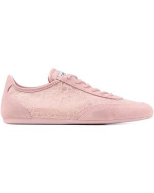 Jimmy Choo Floral Silk-Infused Trainers With Rubber Sole - Pink