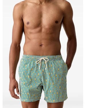 MC2 Saint Barth Lighting Limoncello-Print Striped Swim Shorts - Green