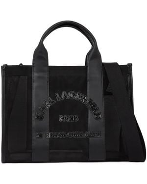 KARL LAGERFELD Medium Rue St-Guillaume Mesh Tote Bag - Black
