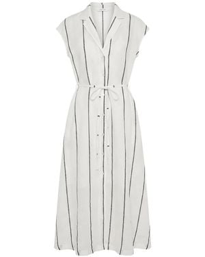 MEIMEIJ Striped Belted Midi Dress - White