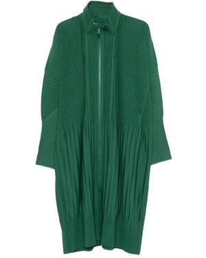 Homme Plissé Issey Miyake Pleated Zip-Up Coat - Green