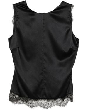 Tom Ford Lace-Trimmed Satin Top - Black