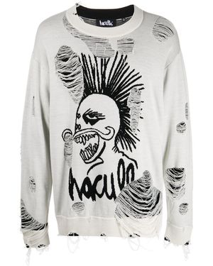 Haculla Logo-Knit Distressed Jumper - Black