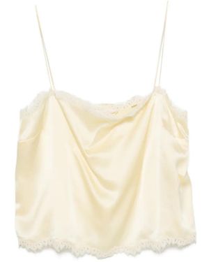 Doen Top Loure Con Ribete De Encaje - Blanco