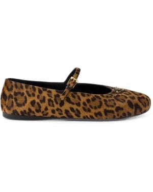 Prada Printed Leather Ballerinas - White