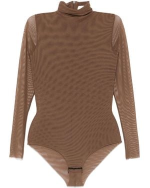 Atu Body Couture Mesh-Design Bodysuit - Brown