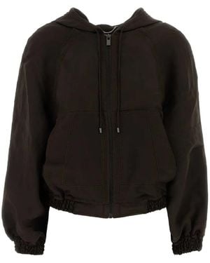 Magda Butrym Zip-Up Drawstring Hoodie - Black