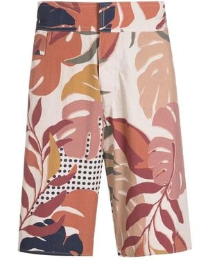 Amir Slama Leaf-Print Swim Shorts - Red