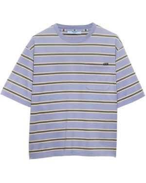 Prada Striped Cotton Jersey T-Shirt - Blue