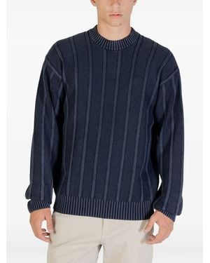 BOSS Pull En Maille Texturée À Rayures Verticales - Bleu