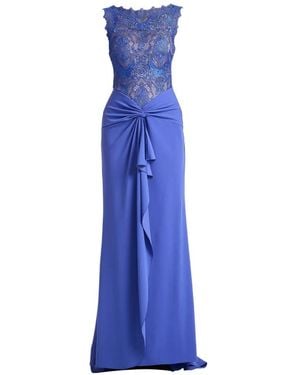 Tadashi Shoji Evelise Lace-Bodice Draped Maxi Dress - Blue