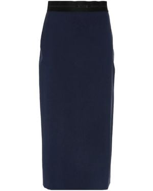MSGM Falda midi con logo en jacquard - Azul