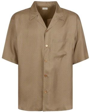 Saint Laurent Geometric-Print Silk Shirt - Natural