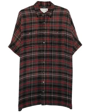 R13 Plaid Oversized Mini Shirtdress - Brown