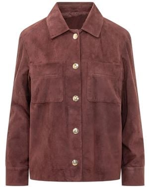 Max Mara Abisso Button-Up Suede Jacket - Brown