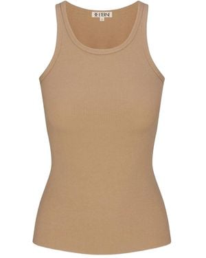 ÉTERNE Ribbed high-neck tank top - Braun