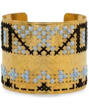 L'EIGHT STUDIO Embroidered Engraved Cuff Bracelet - Metallic