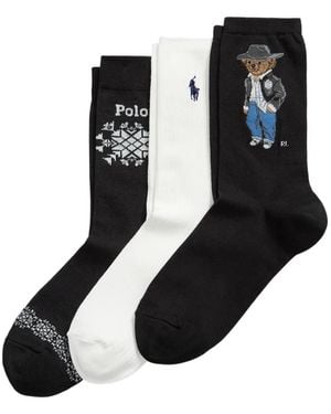 Polo Ralph Lauren Lot De Trois Paires De Chaussettes Polo Bear - Black