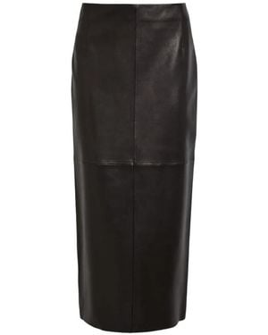 Nour Hammour Gonna Selly Pencil Leather Midi Skirt - Black