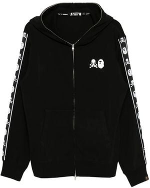 Mastermind Japan X Bape Logo Print Hoodie - Black