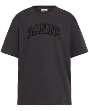 Ganni ロゴ Tシャツ - ブラック