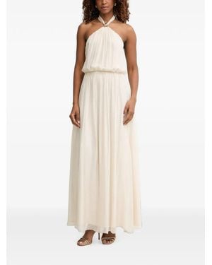 Haveone Halterneck Pleated Maxi Dress - Natural