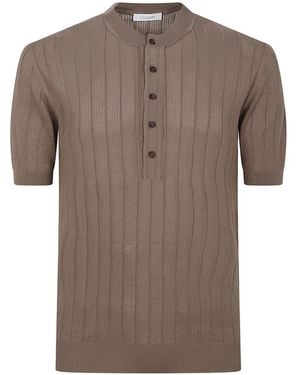 Cruciani Polo En Maille Nervurée À Manches Courtes - Marron