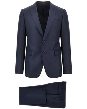 Emporio Armani Single-Breasted Wool Suit - Blue