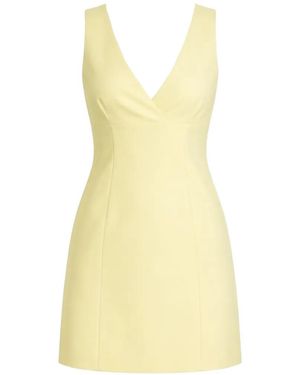 Alice + Olivia Mandy Plunge-Neck Mini Dress - Yellow